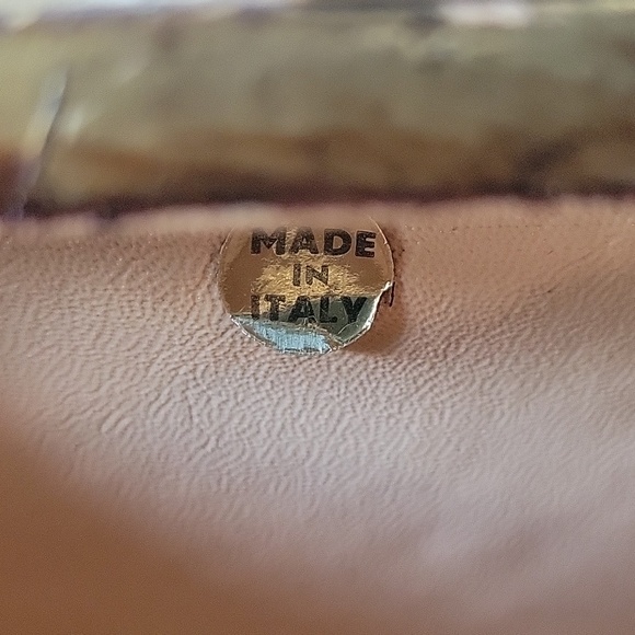 Delill Italian Gold Leaf Handpainted Box Purse Bag Wooden Made in Italy Vintage - Picture 10 of 12